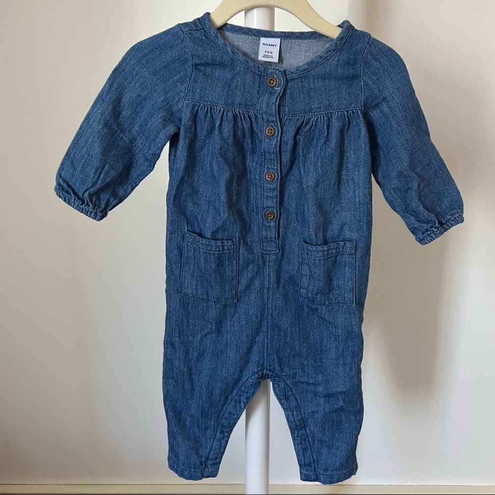 3-6 Months Old Navy Denim Jumpsuit